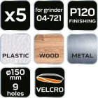 NEO-TOOLS-08-994-Csiszolokorong-tepozaras-150mm-P120-9-lyukkal-5db-04-721-hez