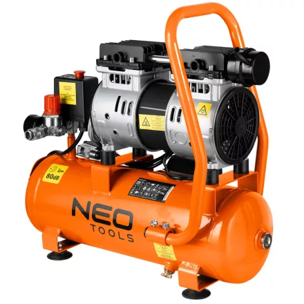 NEO Tools 12K020-1 Kompresszor, 12L, olajmentes, extra csendes, kefementes motorral, 95L/perc, 8bar