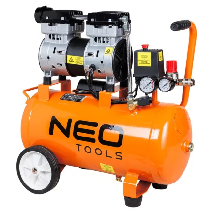 Neo-Tools-12K021-1-Kompresszor,-24l,-8-bar,-125l/min,--extra-csendes,-kefementes-motorral,-olajmentes,-80db