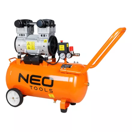 NEO Tools 12K022-1 Kompresszor 50L, 8 bar, 180L/perc,  extra csendes, kefementes motorral, olajmentes, 80Db