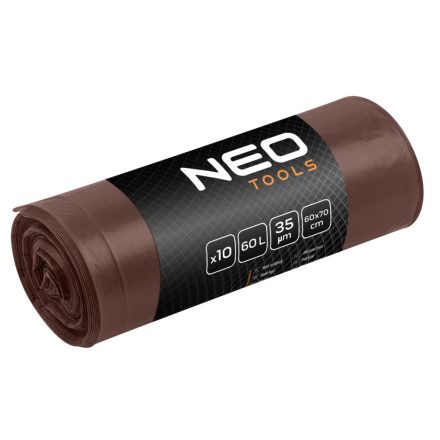 Neo-Tools-15-993-Szemeteszsak-60l,-60x70cm,-barna,-erositett,-vastagsag:35mic,-10db