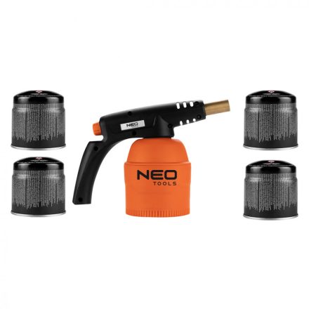 Neo-Tools-20-045-Gazforraszto-Perzselo-Gazego-4Db-Tartallyal-190G-Szelepes-Tartallyal