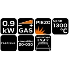 NEO Tools 20-080 Gázégőfej gyorscsatlakozós, piezó gyújtással flexibilis fejjel