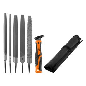   NEO Tools 44-652 Reszelő készlet univerzális 5db-os, gyorscsatlakozós nyéllel, oxfordszövet tokban