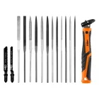 NEO Tools 44-653 Tűreszelő és fűrész készlet 14db-os, gyorscsatlakozós nyéllel, műanyag tokban