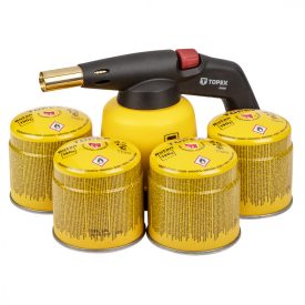 Topex-44E154-Gazforraszto-4Db-Tartallyal-190G-Szelepes-Tartallyal