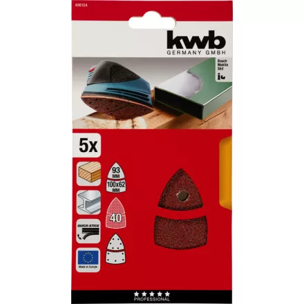 KWB-496104-Tepozaras-Csiszolopapir-P40-100X62-93Mm.-5-Db