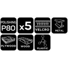 NEO Tools 54-054 Csiszolópapír tépőzáras 113x113mm, P120, 8 lyukas, 04-623-hoz, 5db