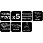 NEO Tools 54-057 Csiszolópapír, tépőzáras, deltacsiszolóhoz,100x147mm, P120, 9 lyukas, 5db/cs (04-623-hoz)