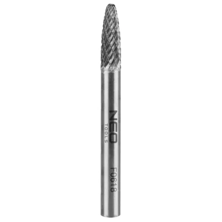 NEO Tools 55-369 Keményfém marófej, turbómaró, F csúcsíves, 6x18mm, szár méret 6x45mm, NEO Tools