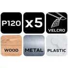 NEO Tools 55-740 Csiszolópapír tépőzáras 93x185mm, K120, lyukas, 5db, min. rendelés: 5cs, NEO Tools