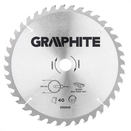 Graphite-55H606-Korfureszlap-Kemenyfem-300X30Mm-40-Fog