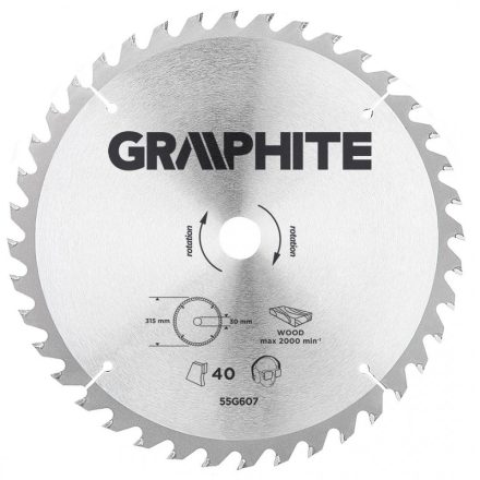 Graphite-55H607-Korfureszlap-Kemenyfem-315X30Mm-40-Fog