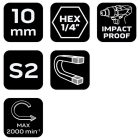 NEO Tools 56-552 Csavarbehajtó ütvecsavarozókhoz, hatlapú, mágneses, 10mm, NEO Tools