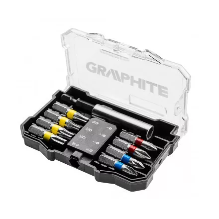 Graphite-56H614-Csavarhuzo-Bitkeszlet-10Db.-Bitek-25Mm-8Db-Magneses-Bittartos-1Db.-Driver-Pcking-1Db.