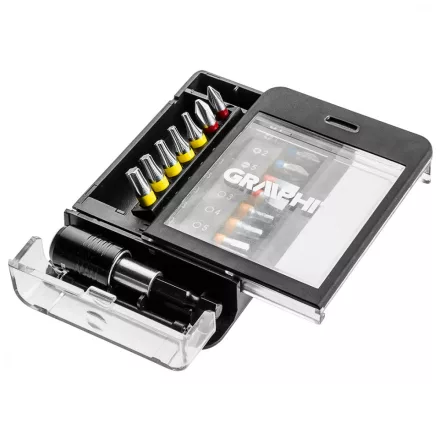 Graphite-56H616-Csavarhuzo-Bitkeszlet-15Db.-Bitek-14Mm-8Db-Magneses-Bittartos-1Db.