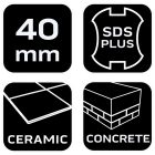 NEO Tools 57-554 Lapátvéső SDS PLUS 40x250mm, 25 fokban hajlított, NEO Tools