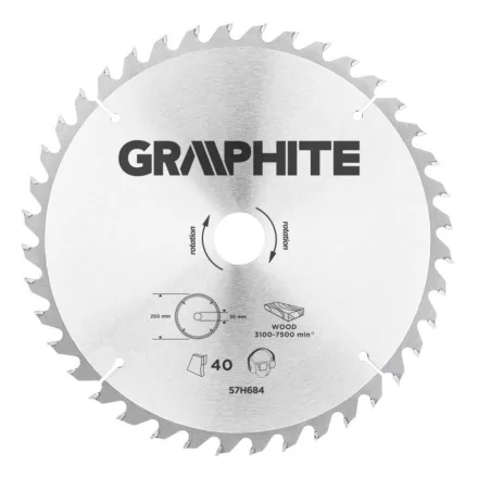 Graphite-57H684-Korfureszlap-Kemenyfem-Fogakkal-250X30Mm-40-Fog