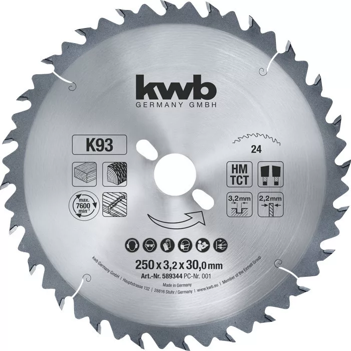 Lame De Scie Circulaire 250x30x3,2 Mm – 48 Dents, KWB By Einhell, Neuve