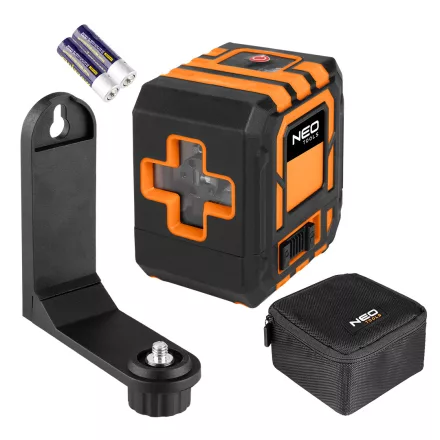 NEO-Tools-75-142-Lezeres-szintezo-onbeallo-keresztvonallezer-piros-20m-magneses-tartokonzol-1-4-os-menet-2db-AA-elem