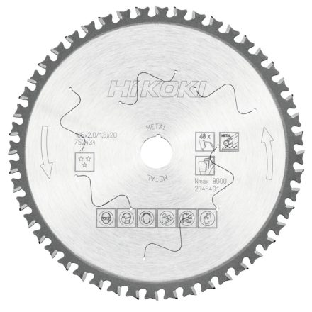 Hikoki Tct Fűrészlap  185X20 Z48 Acélra (752434)