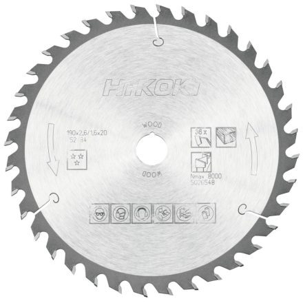 Hikoki Tct Fűrészlap  190X20 Z36 (752484)