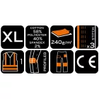 NEO Tools 81-795-XL Láthatósági munkásnadrág Mix&Match, 1. oszt., 240g/m2, külső zsebek, profilozott térdbetét, fek.-sárga, XL