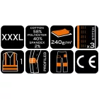 NEO Tools 81-795-XXXL Láthatósági munkásnadrág Mix&Match, 1. oszt., 240g/m2, külső zsebek, profilozott térdbetét, fek.-sárga, XXXL