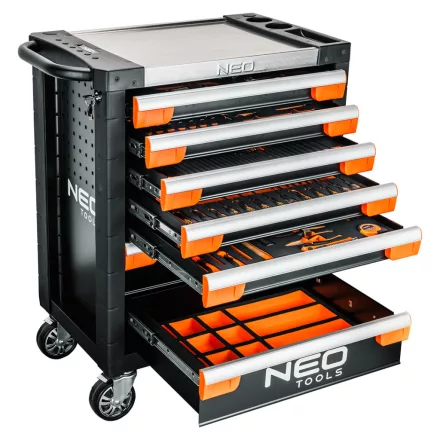 NEO Tools 84-220-6 Műhelykocsi PRO 7 fiókkal, 329db szerszámmal 805x972x460mm, szerszámkocsi
