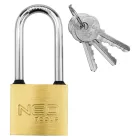 NEO TOOLS 85-054 Lakat 40mm hosszúkengyeles, réz-acél, időjárásálló, 3 kulccsal, NEO TOOLS