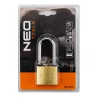 NEO TOOLS 85-054 Lakat 40mm hosszúkengyeles, réz-acél, időjárásálló, 3 kulccsal, NEO TOOLS