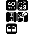 NEO TOOLS 85-057 Lakat 40mm, festett öntvény-acél, időjárásálló, 3 kulccsal, NEO TOOLS