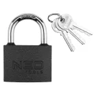 NEO TOOLS 85-060 Lakat 75mm, festett öntvény-acél, időjárásálló, 3 kulccsal, NEO TOOLS