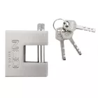 NEO TOOLS 85-061 Lakat 50mm oldalcsapos, rézöntvény-acél, időjárásálló, 3 kulccsal, NEO TOOLS