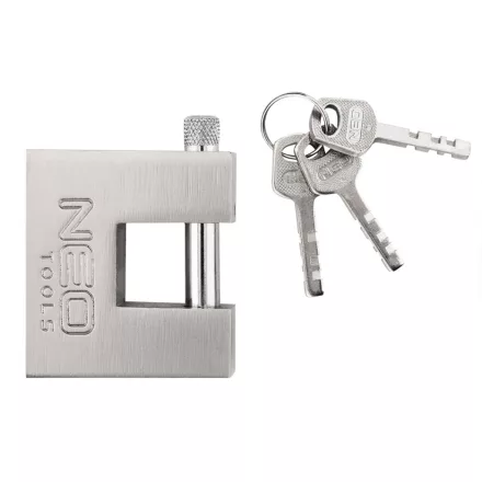 NEO TOOLS 85-061 Lakat 50mm oldalcsapos, rézöntvény-acél, időjárásálló, 3 kulccsal, NEO TOOLS