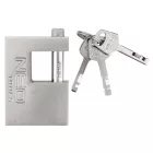 NEO TOOLS 85-062 Lakat 70mm oldalcsapos, rézöntvény-acél, időjárásálló, 3 kulccsal, NEO TOOLS