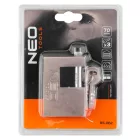 NEO TOOLS 85-062 Lakat 70mm oldalcsapos, rézöntvény-acél, időjárásálló, 3 kulccsal, NEO TOOLS