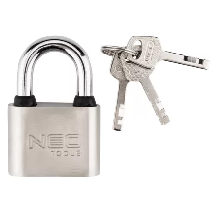 NEO TOOLS 85-064 Lakat 50mm, rézöntvény-acél, időjárásálló, 3 kulccsal, NEO TOOLS