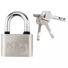 NEO TOOLS 85-065 Lakat 60mm, rézöntvény-acél, időjárásálló, 3 kulccsal, NEO TOOLS