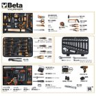 BETA BW 2056E 12V 147 darabos szerszámkészlet és 12V fúrócsavarozó táskában, általános karbantartáshoz (020566032)