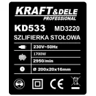 KRAFT&DELE KD533 Asztali Kettős köszörű 200mm 1700W